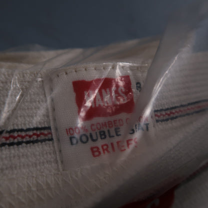 Hanes Briefs NWT Mens 28 White Cotton Black Stripes 3 Pair Vintage USA Lot 1960s