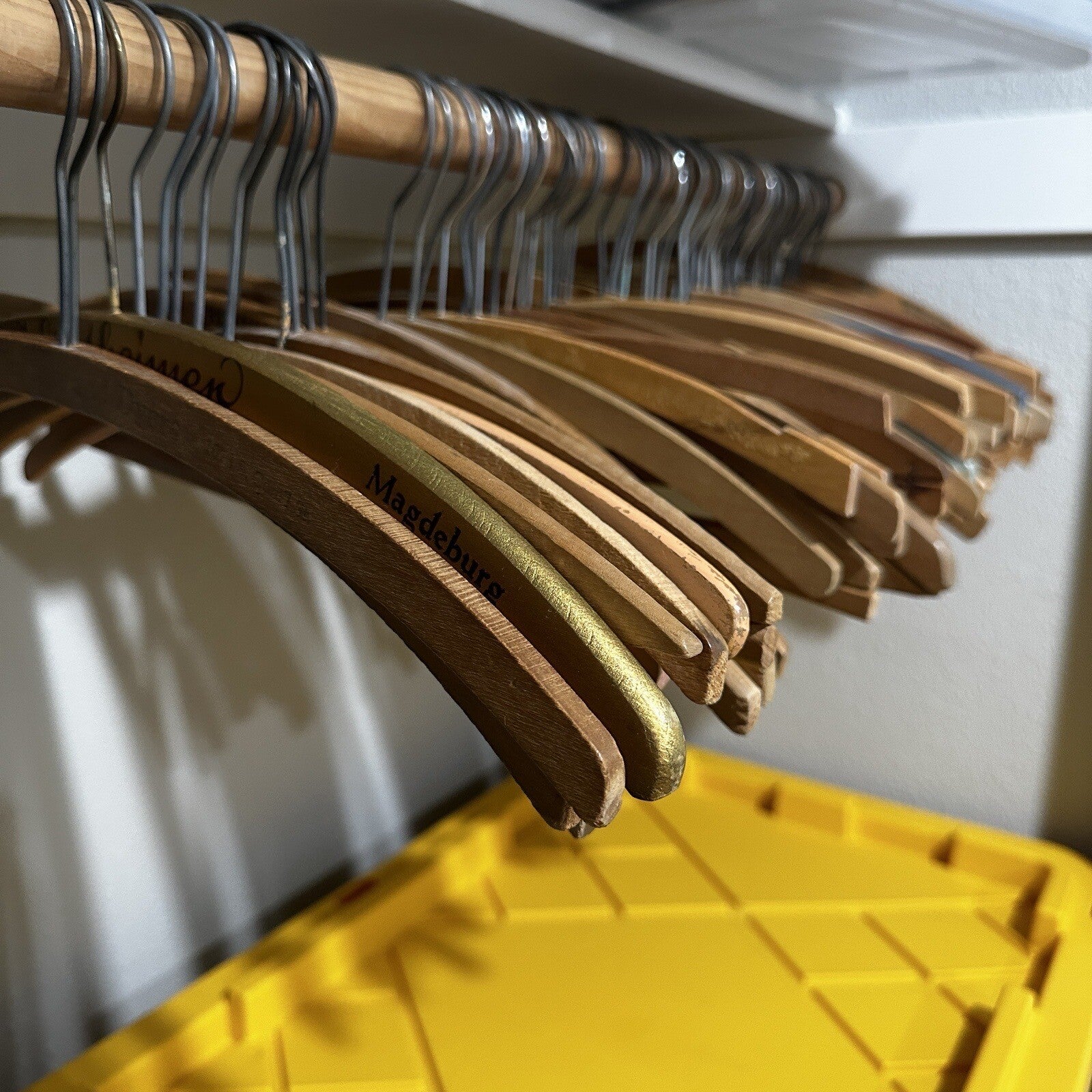 Vintage USA Wood Clothing Hangers Ads Dry Cleaners Laundry 1940s-60s ONLY ONE!