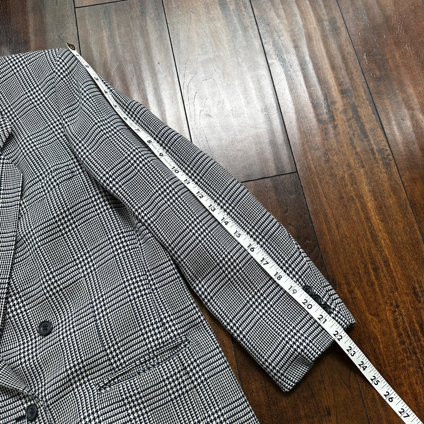 Vintage Cricketeer Womens Nordstrom Double Breasted Blazer Pure Wool 80s Plaid