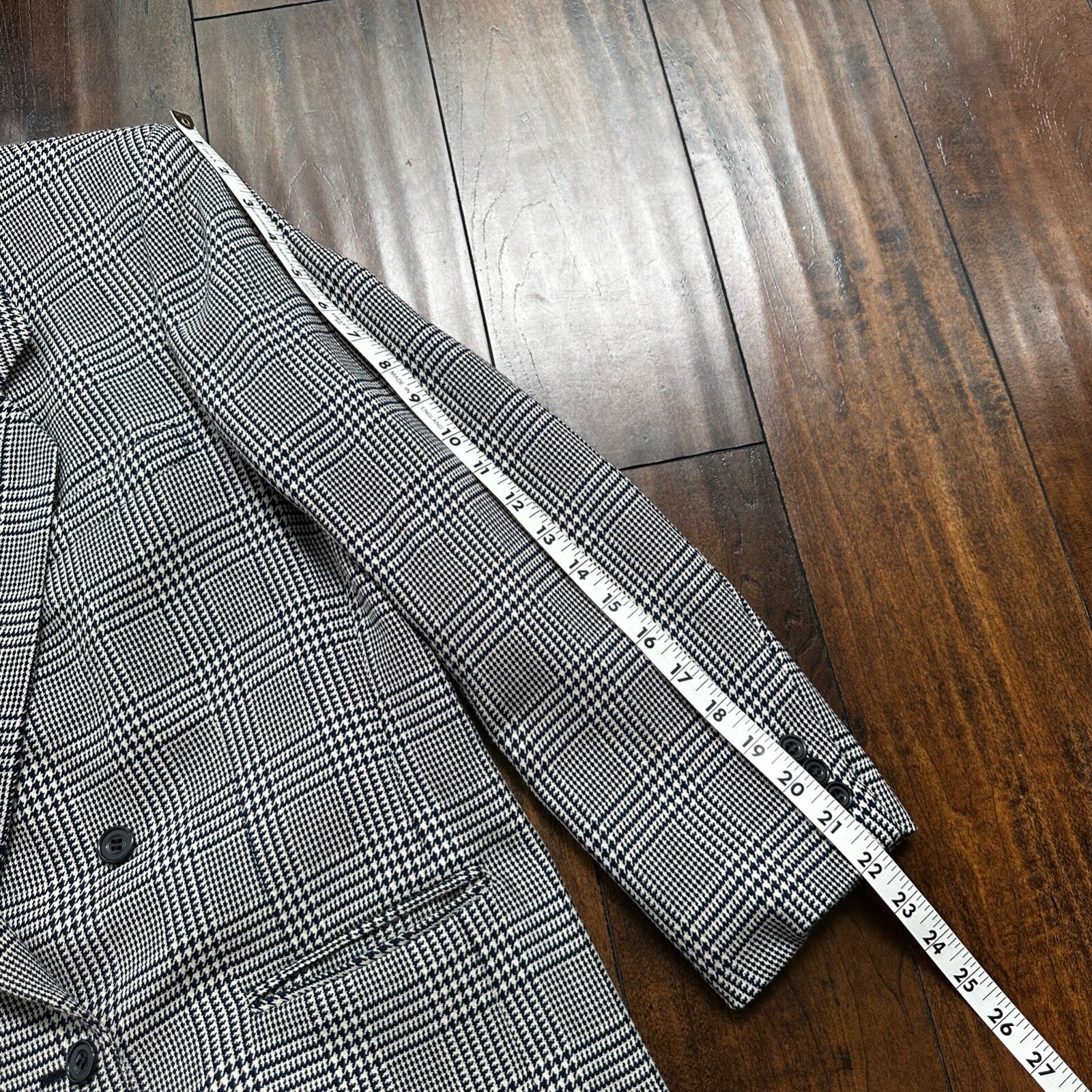 Vintage Cricketeer Womens Nordstrom Double Breasted Blazer Pure Wool 80s Plaid