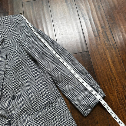 Vintage Cricketeer Womens Nordstrom Double Breasted Blazer Pure Wool 80s Plaid