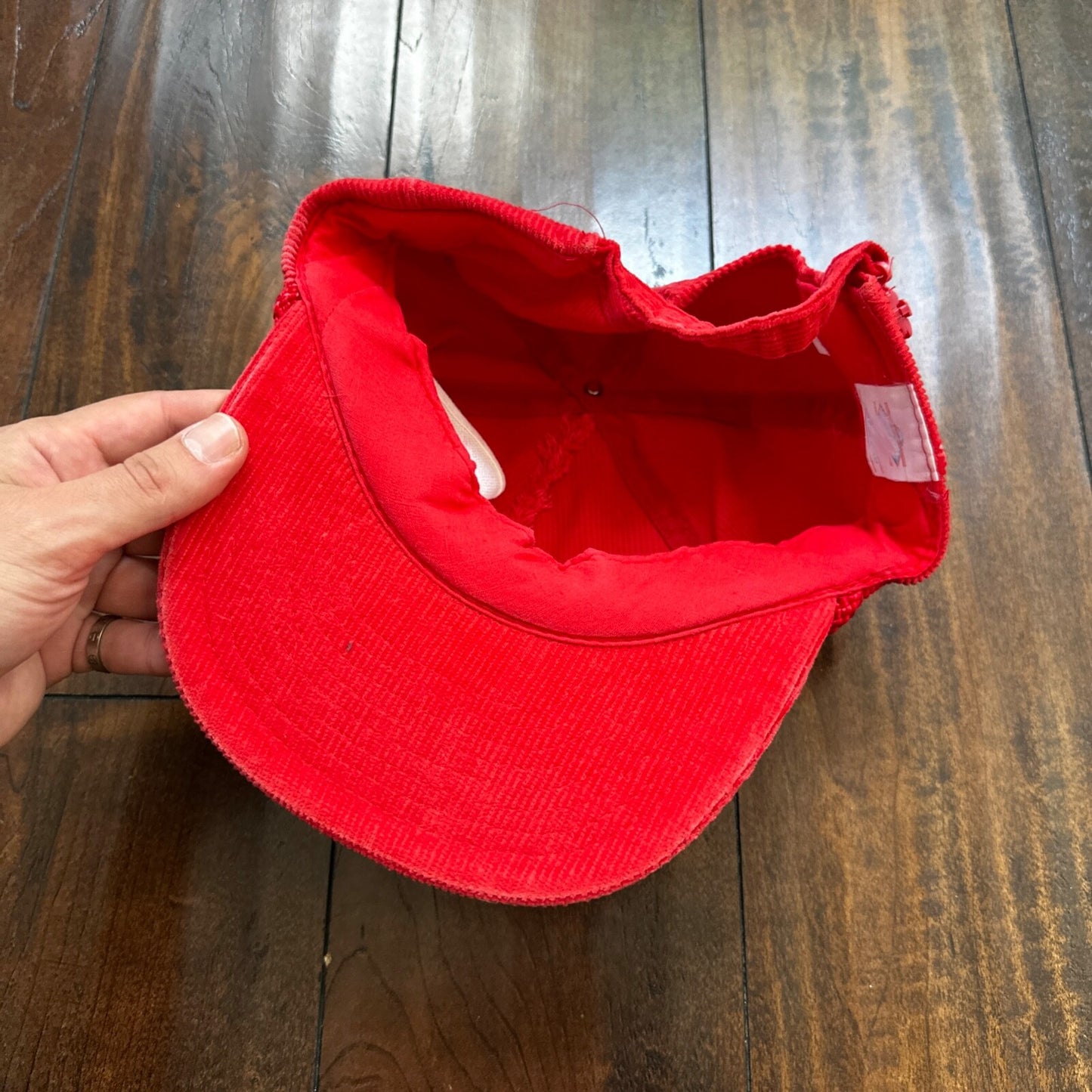 ABC Sports Corduroy Red VTG Hat Cap Snapback 80s TV Television Basketball