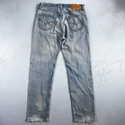 Levis 501 Vintage 90s USA XX Straight Leg Jeans Blue Light Wash 36x34 Act 34x33