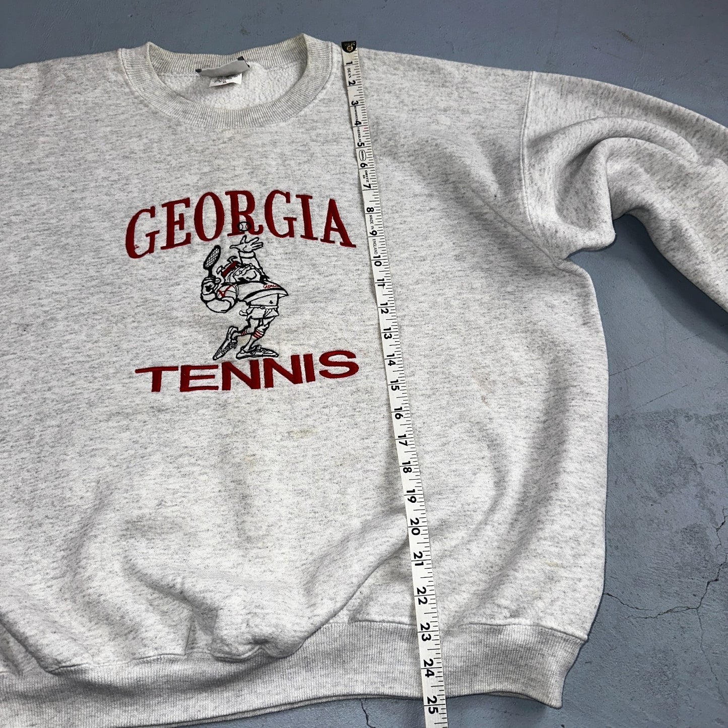 Georgia Tennis Bulldogs Sweatshirt Mens XL Lee Gray Red Pullover Cotton 90s USA
