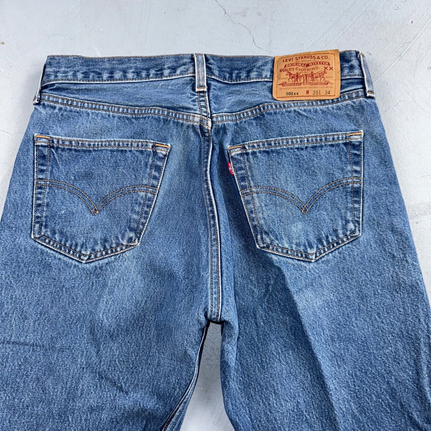 Levis 501 Vintage 90s USA XX Straight Leg Jeans Blue Med Wash 35x34 Act 33x30