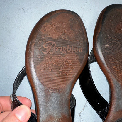 Brighton Womens Black Thong Sandals Size 8 Cute Y2K Made in Italy