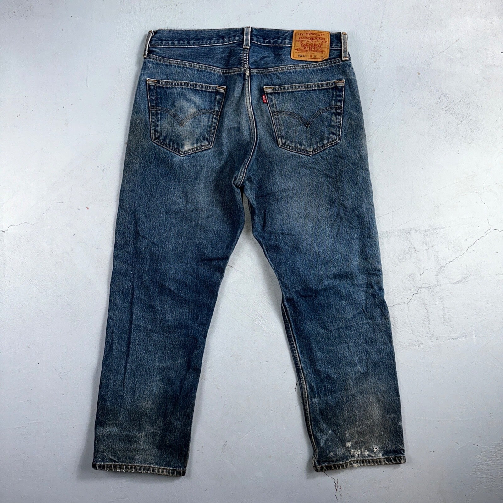 Levis 501 Vintage 90s Mexico Straight Leg Jeans 36x30 Y2K Med Wash Act 33x27