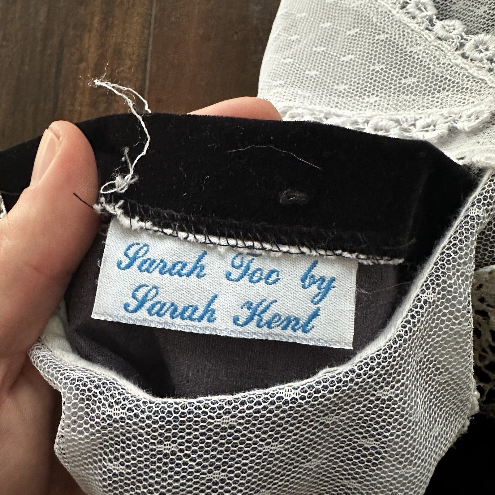 Vintage Sarah Kent Girls Victorian Style Dress Rare Black Pearls White Velour