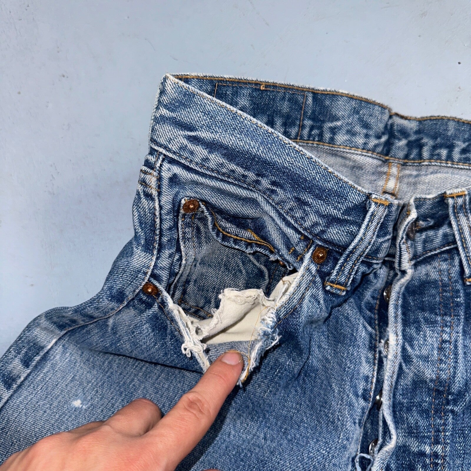 Levis 501 VTG 70s SS Redline Selvedge Jeans XX Thrashed 30x34 Act 28x29