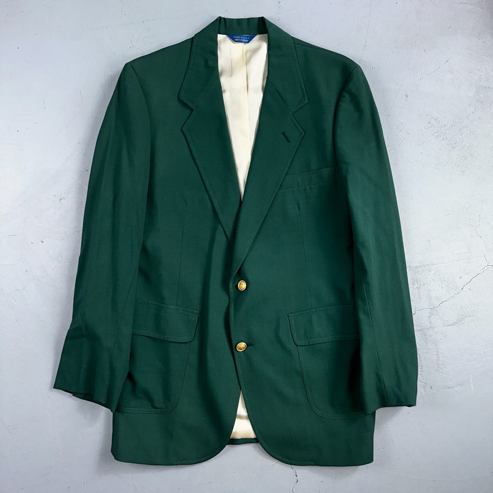 40L VTG Pendleton Mens Blazer Sport Coat Two Gold Button Jacket Green Suit Wool