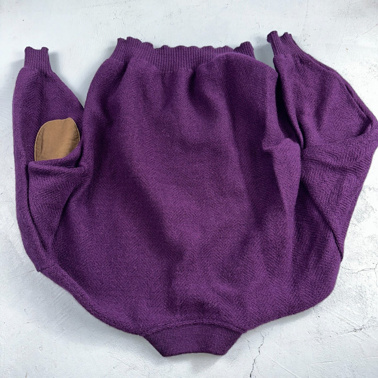 Pendleton 80s Vintage Henry Neck Sweater Elbow Patch Mens Size XL Wool Purple