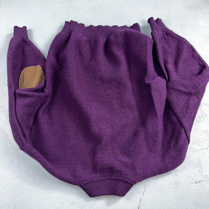 Pendleton 80s Vintage Henry Neck Sweater Elbow Patch Mens Size XL Wool Purple