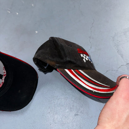 Snap On Racing Lot of 2 VTG Hat Cap Snapback Black Flames Y2K Dirty Cool Cars