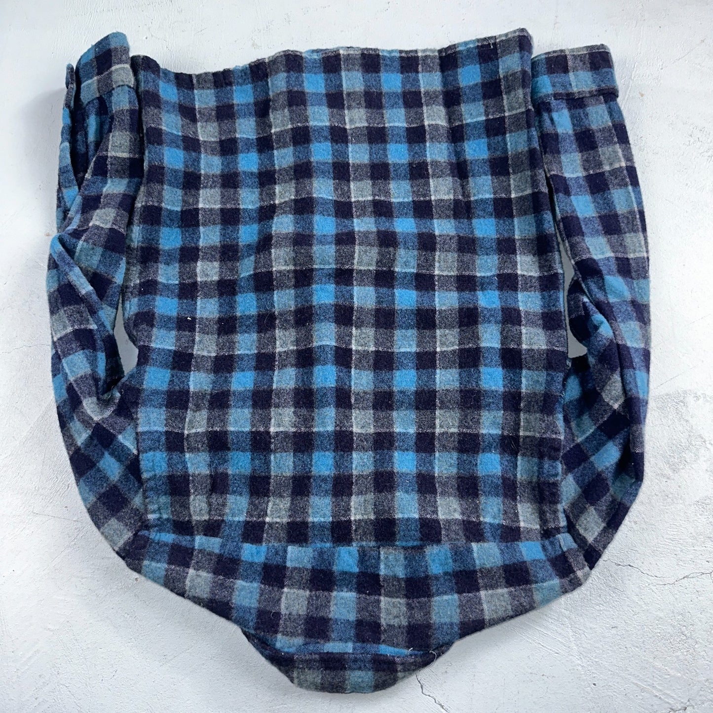 Vintage 60s 70s Towncraft Wool Flannel Blend Button Up Shirt Penneys M Blue