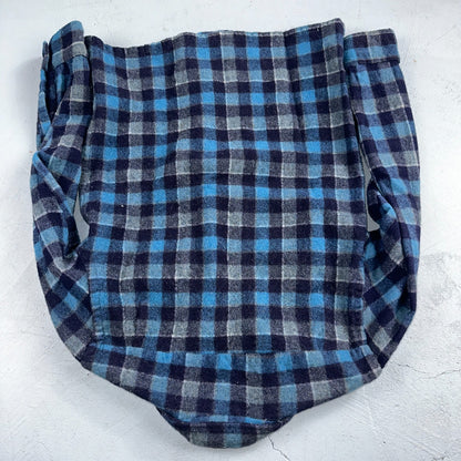 Vintage 60s 70s Towncraft Wool Flannel Blend Button Up Shirt Penneys M Blue
