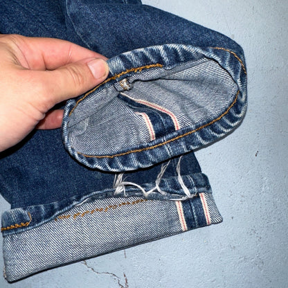 Naked & Famous Jeans Mens 30x36 Blue Dirty Fade Selvedge Denim Skinny Guy