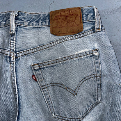 Levis 501 Vintage 90s USA XX Straight Leg Jeans Blue Light Wash 34x34 Act 31x33
