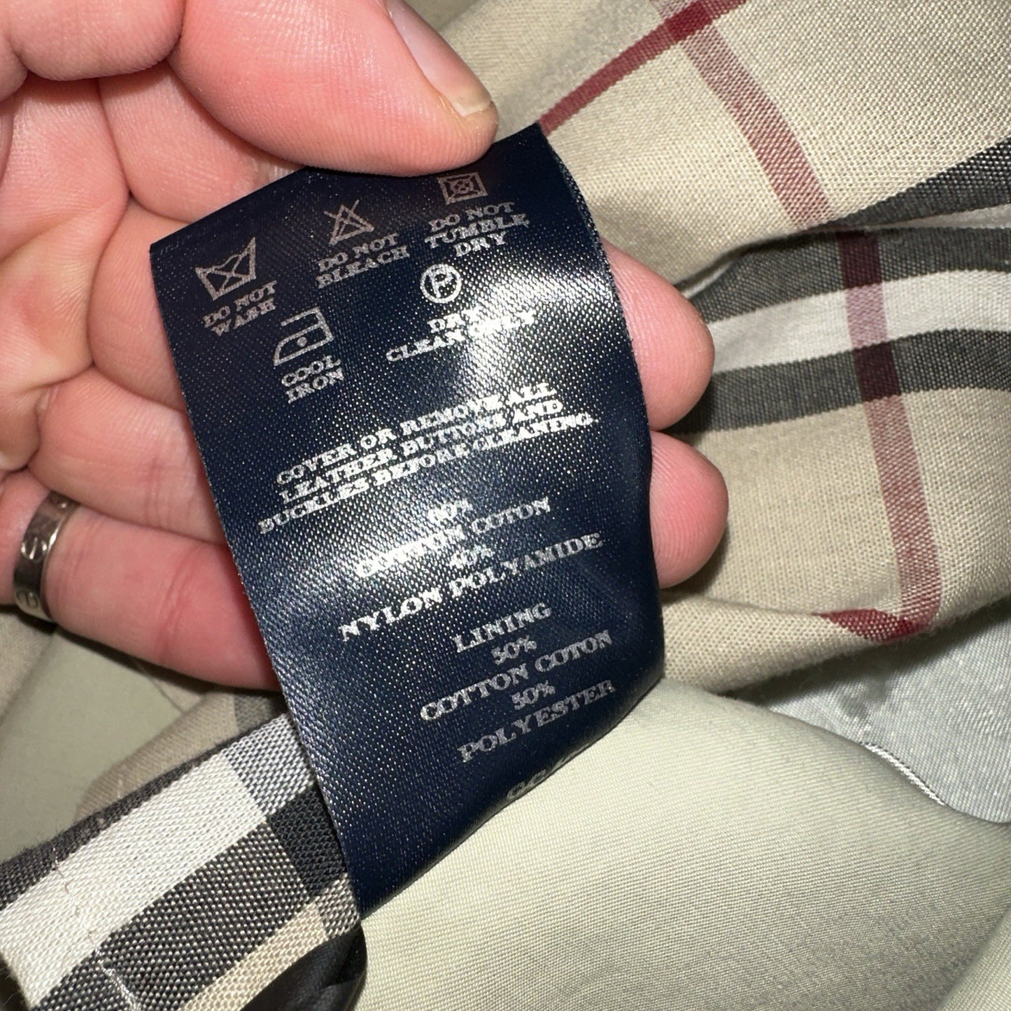 Burberrys VTG London Beige Nova Check Trench Coat Mens Size 44 Regular RARE!