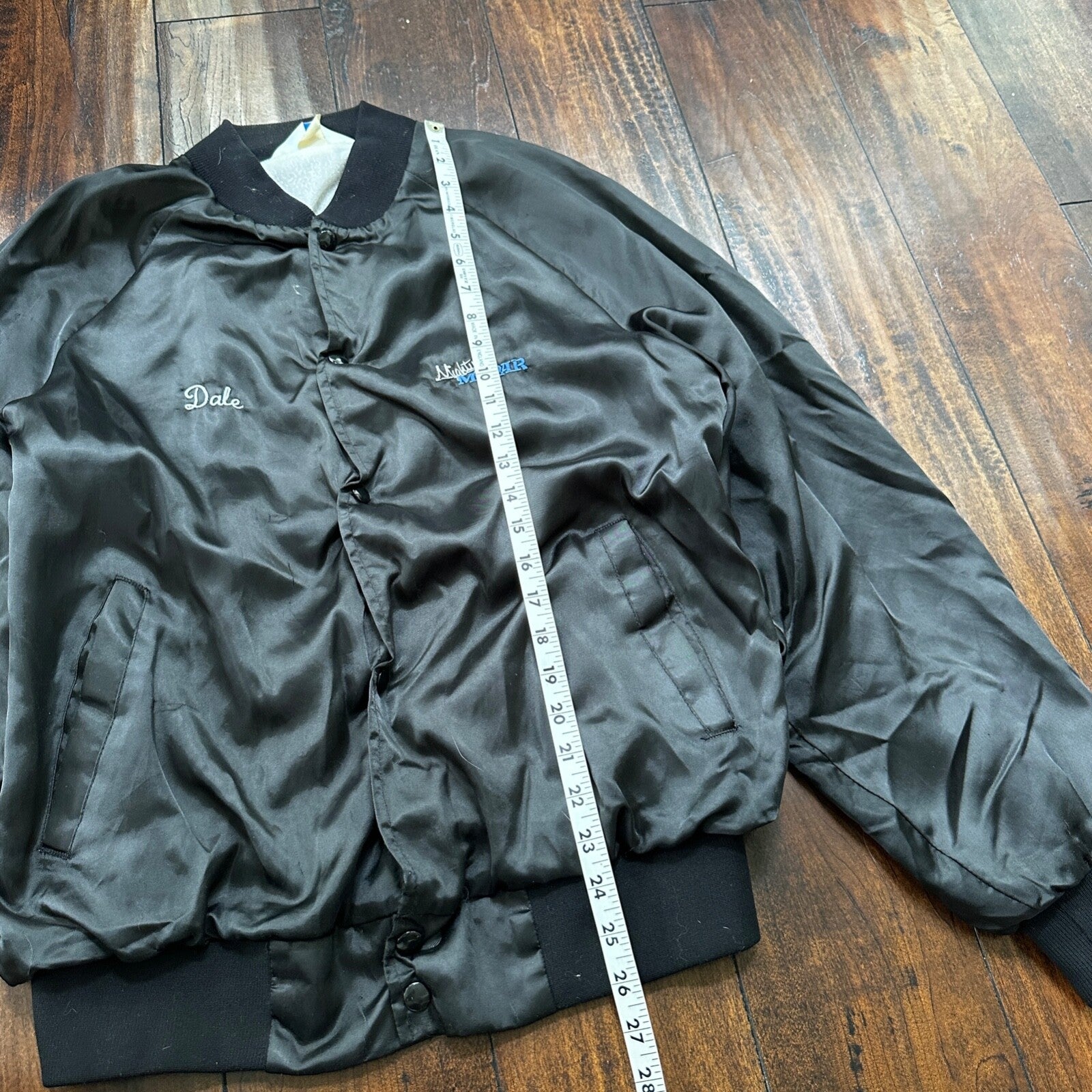 VTG 80s GTX Plymouth Satin Bomber Jacket USA West Ark Rare 90s White