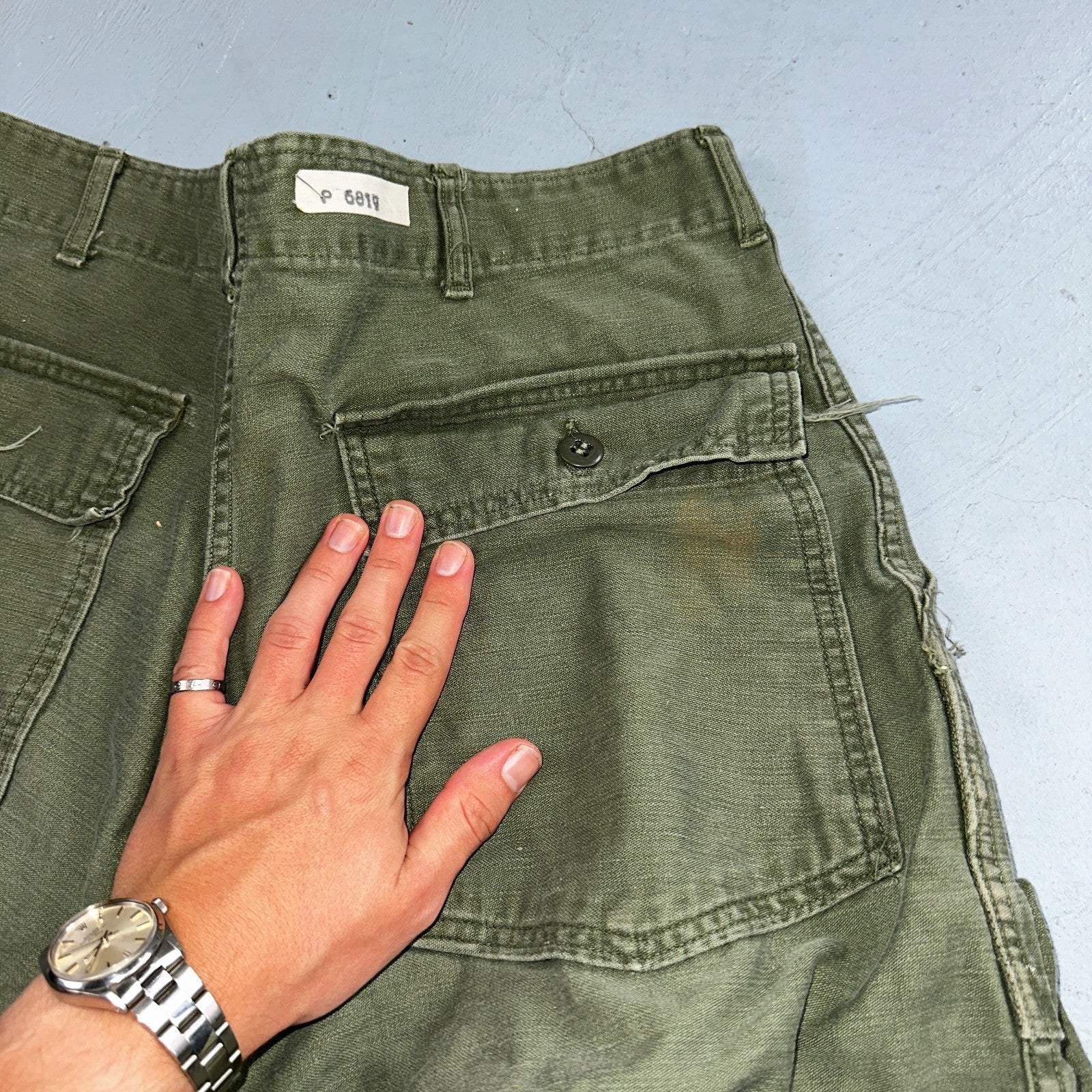 Vintage 1960s 70s Vietnam OG 107 Fatigue Pants 60s Button Fly 34x35 Act 33x26
