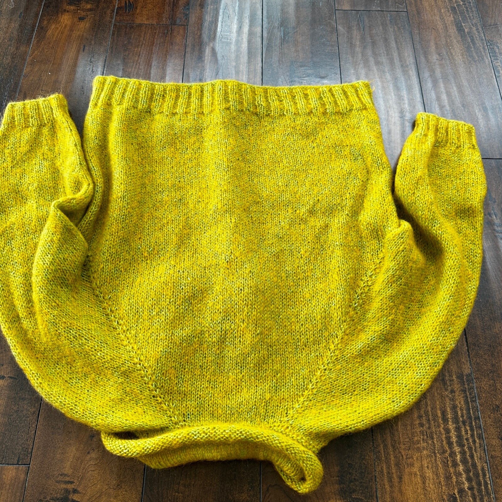 VTG 1960s Green Yellow Pukey Knit Cardigan Sweater Rockabilly 60s Wool Grunge