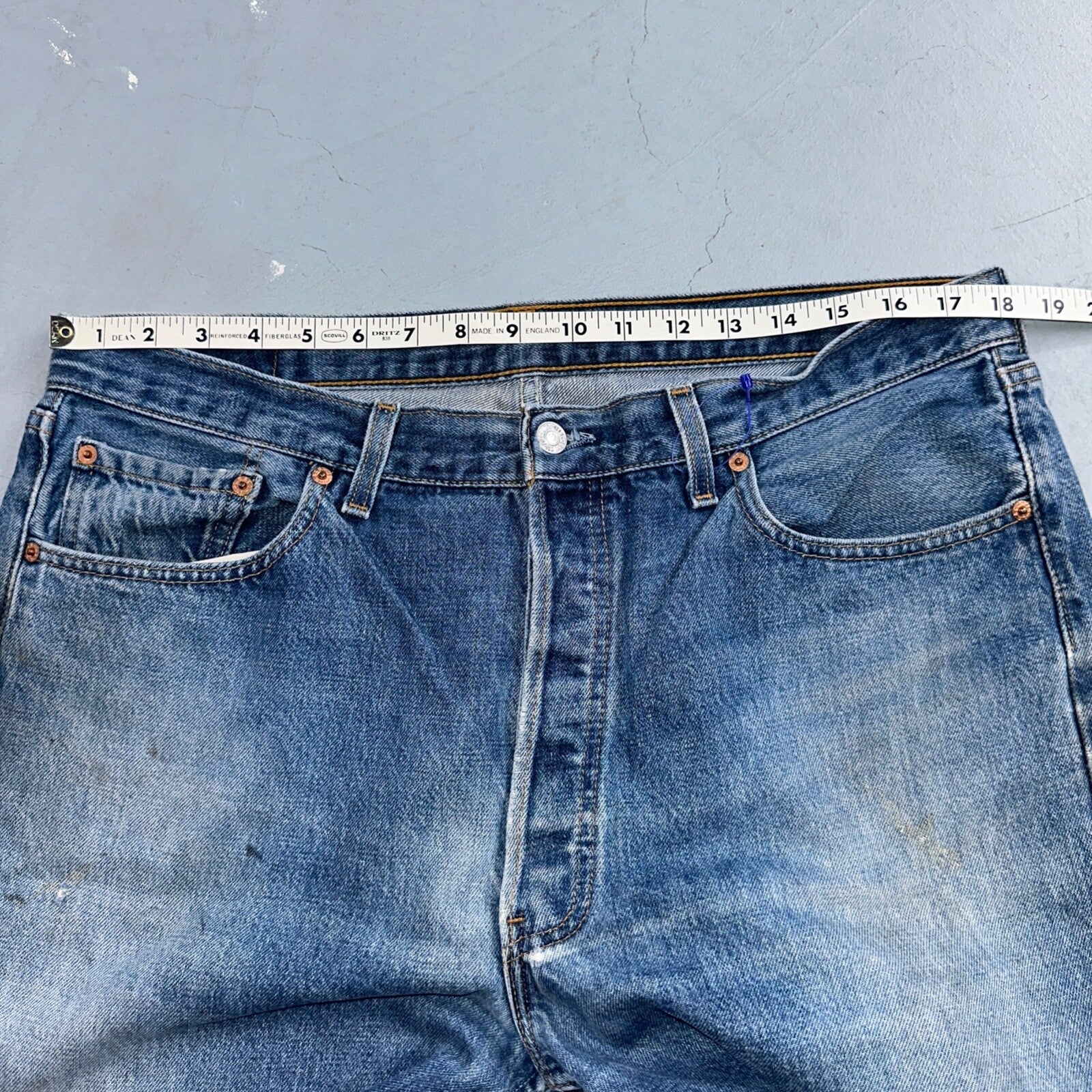 Levis 501 Vintage 90s USA XX Straight Leg Jeans Blue Light Wash 38x34 Act 36x32