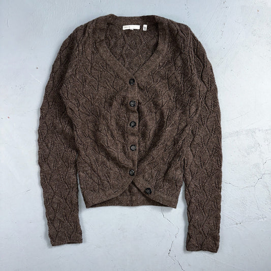 Vince Wool Cashmere Sweater Size XS Brown Cardigan Alpaca Chunky Knit