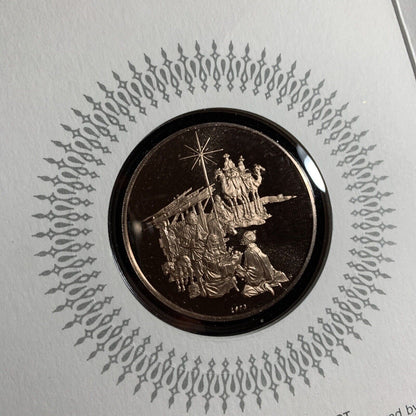 VINTAGE FRANKLIN MINT 1973 GLORY TO GOD CHRISTMAS CARD WITH COIN IN BOX