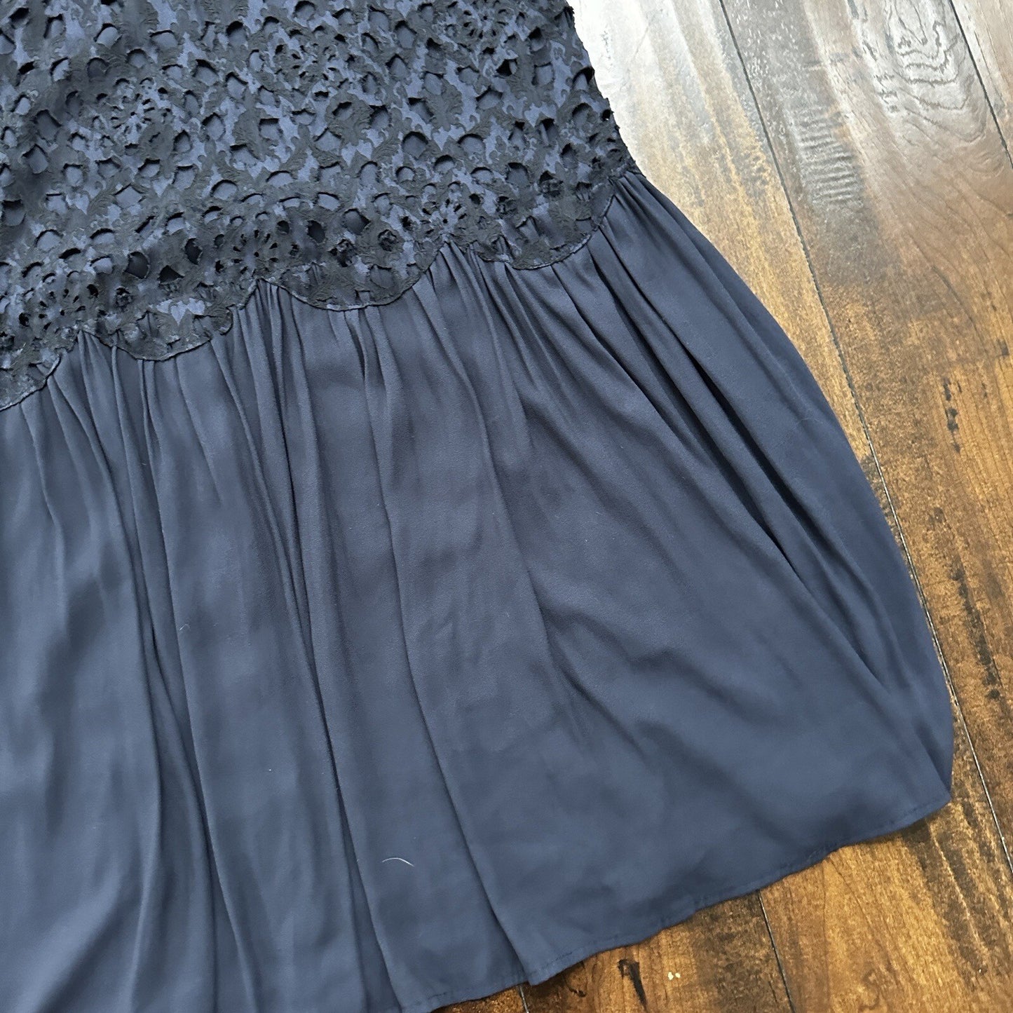 Chelsea28 Dress Womens S Navy Dot Flowy Long Sleeve Midi Cute Blue Vtg Style