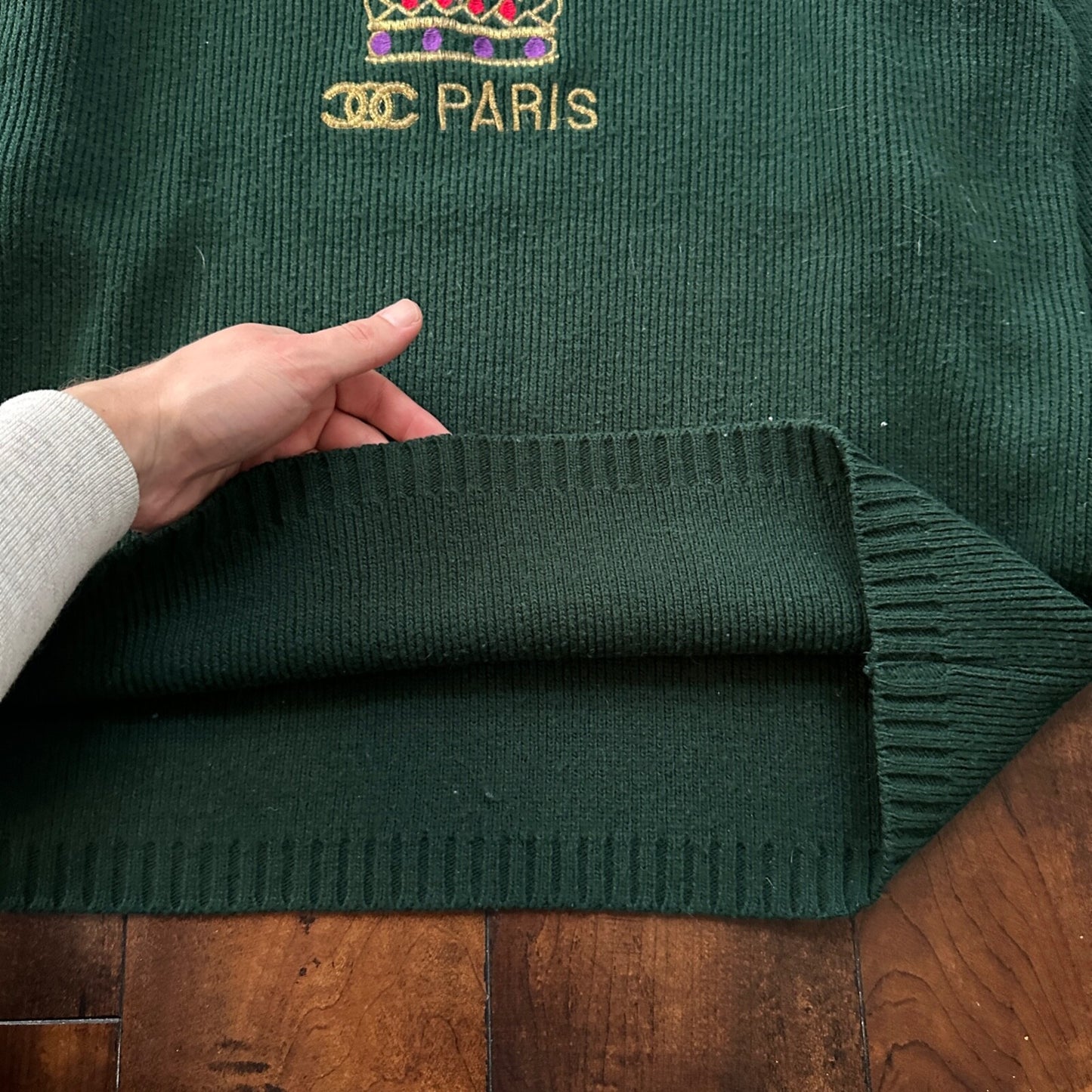 VTG 1960s Paris Women’s Green Sweater Rockabilly Sportswear Designer 60s 70s