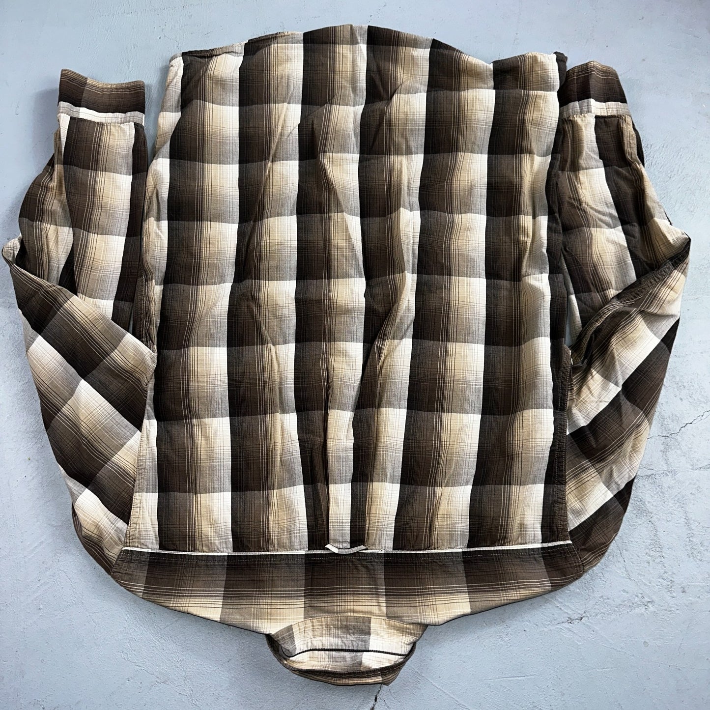 Filson Washed Feather Cloth Button Shirt Small Light White Grey Charcoal Ivory