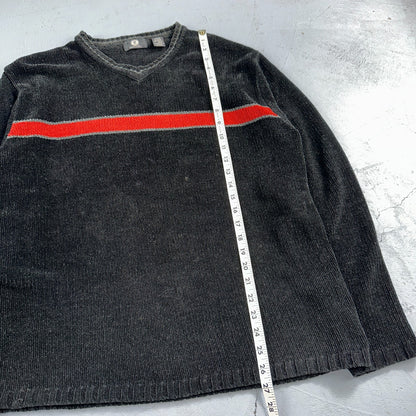 VTG Arizona Sweater Mens L Black Fleece Knit Pullover 2000s Streetwear Y2K Red