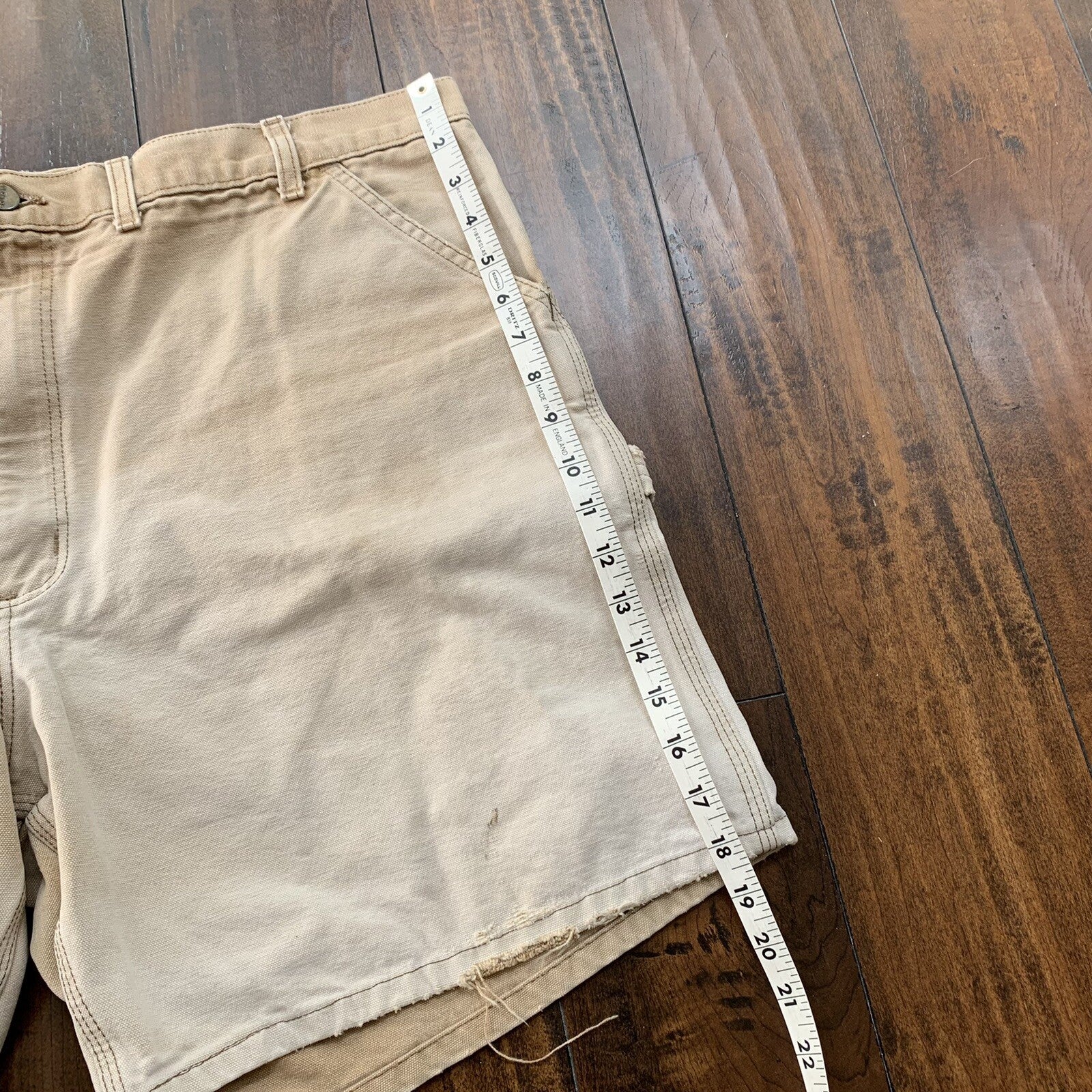 Vintage USA Made Carhartt Men's Thrashed Canvas Carpenter Shorts 90s Double Knee