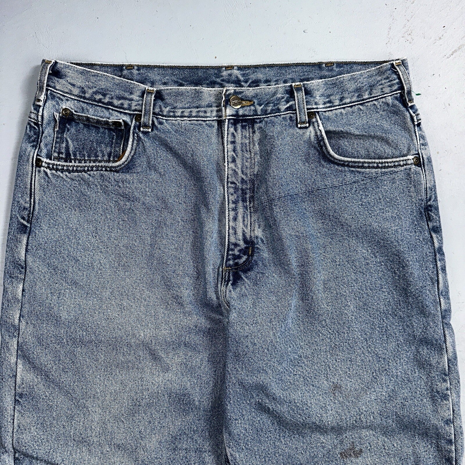 Carhartt Jeans Mens 38x32 Blue Denim Flannel Lined Relaxed Fit Chore Workwear