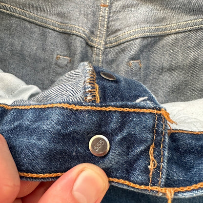 VTG Levis 501 XX Button Fly 90s USA Jeans Denim Straight Capri 34x30 Act 31x26