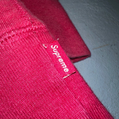 Supreme Pink Script Log Sweater Large Knit Box Logo Simple Subtle Raglan