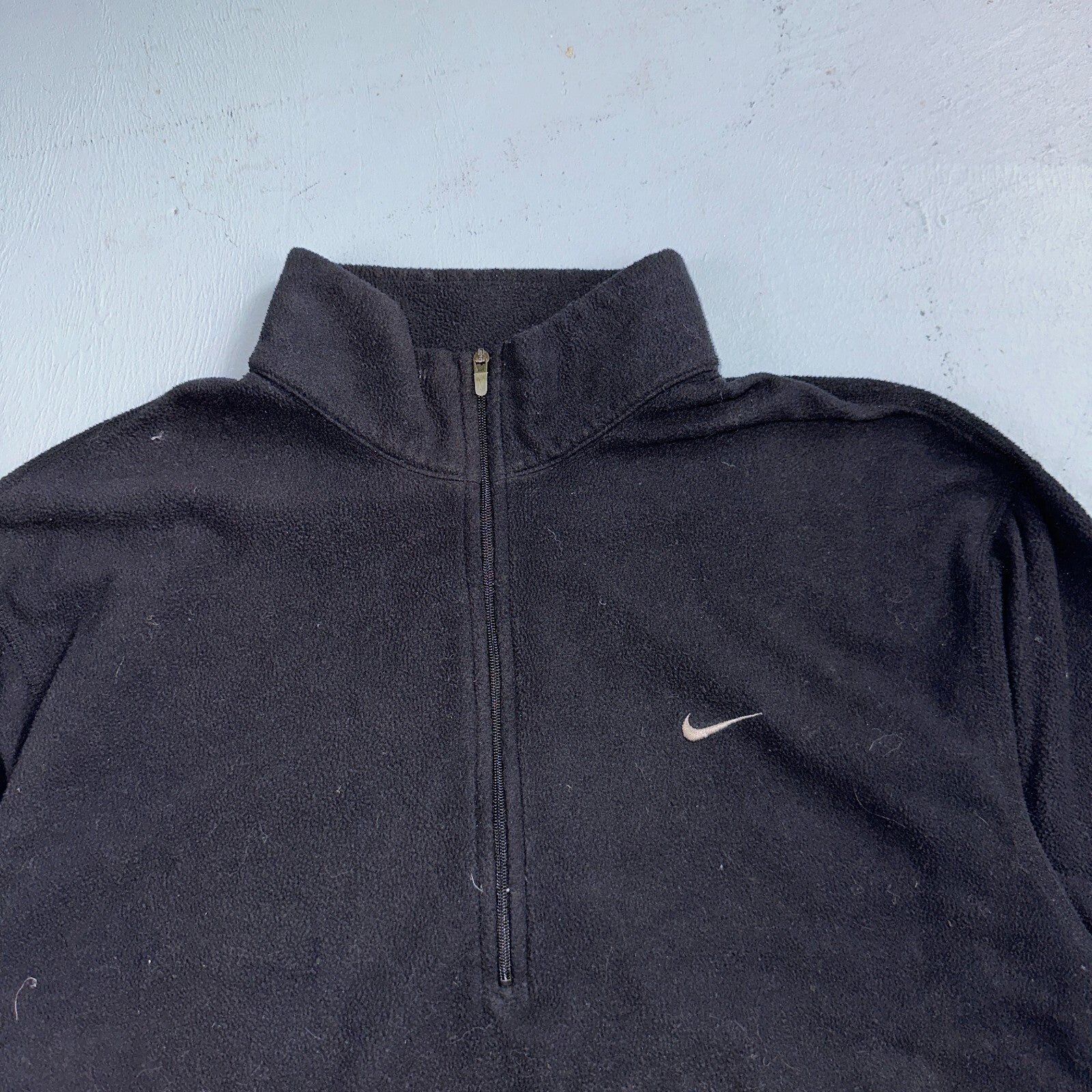 Nike Therma Quarter Zip Training Top Mens S Black Pullover Fleece Lined VTG