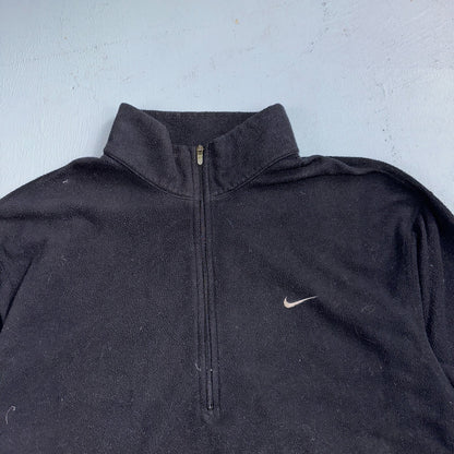 Nike Therma Quarter Zip Training Top Mens S Black Pullover Fleece Lined VTG