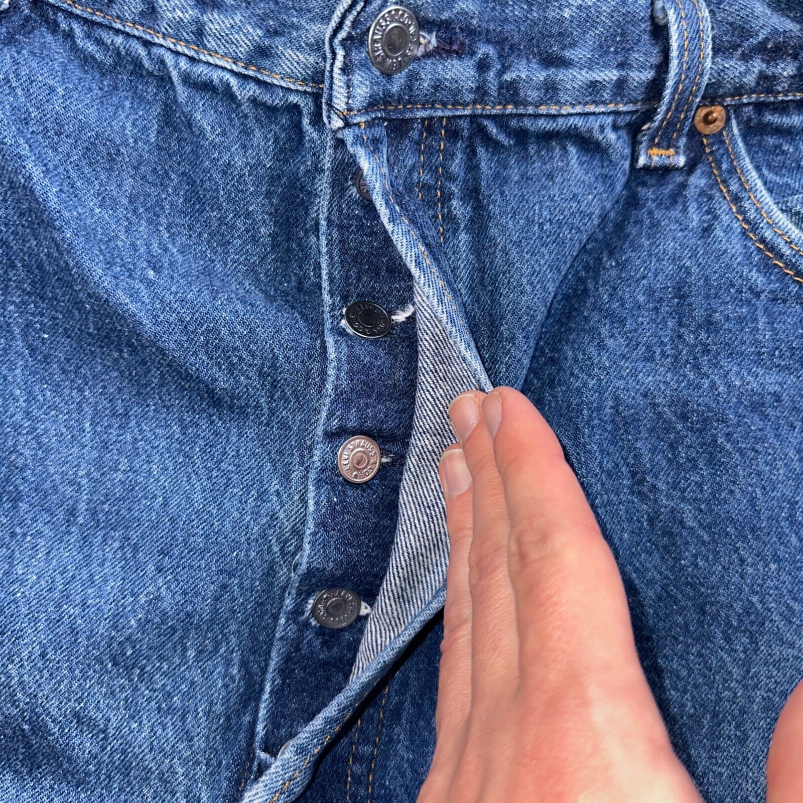 Levis 501 Vintage 90s USA XX Straight Leg Jeans Blue Med Wash 42x33 Act 37x29