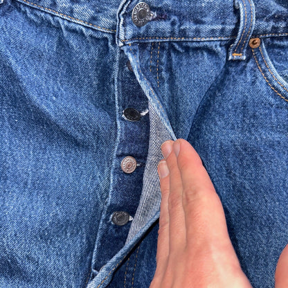 Levis 501 Vintage 90s USA XX Straight Leg Jeans Blue Med Wash 42x33 Act 37x29