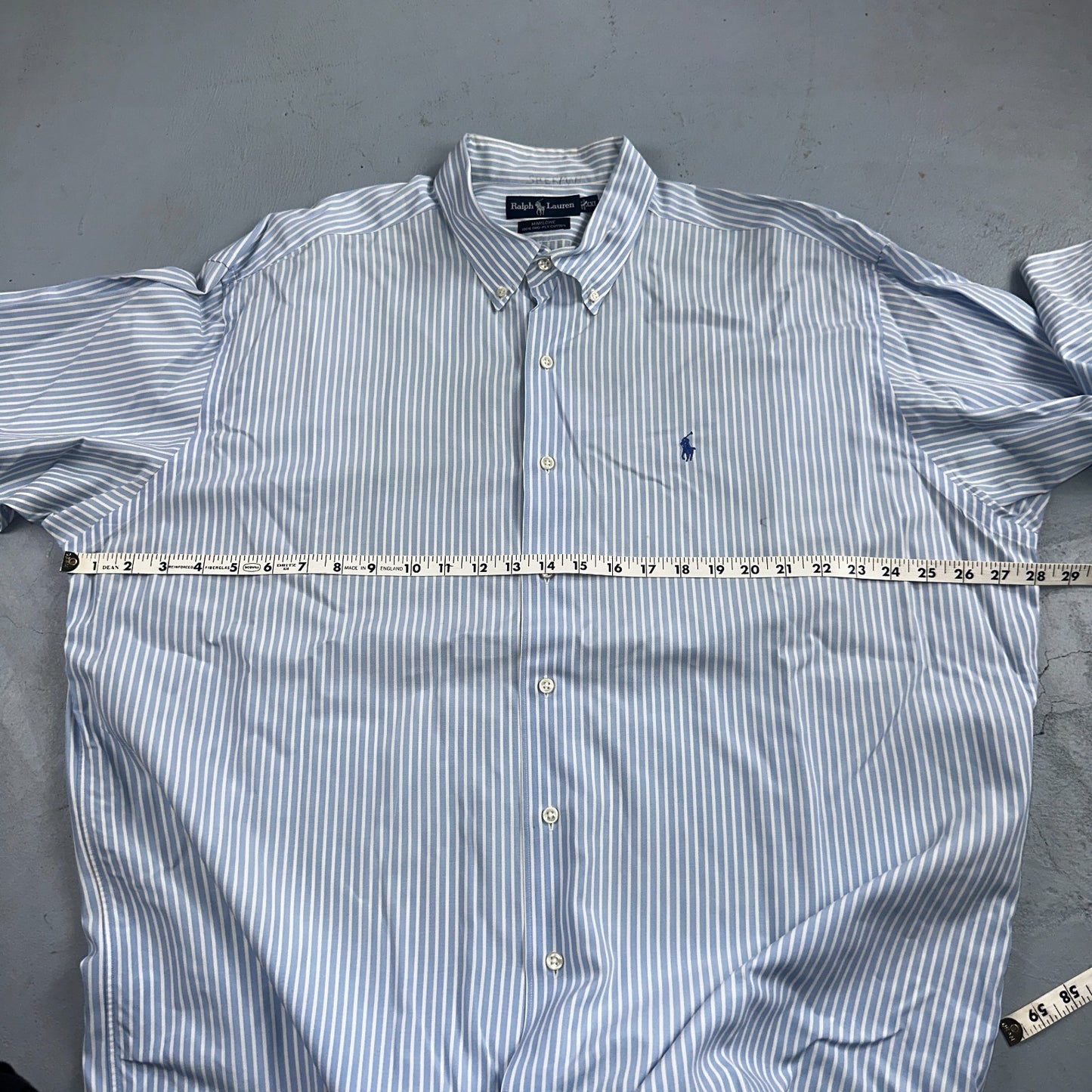 Ralph Lauren Button Down Shirt Mens 2XL Blue White Striped Marlowe Long Sleeve