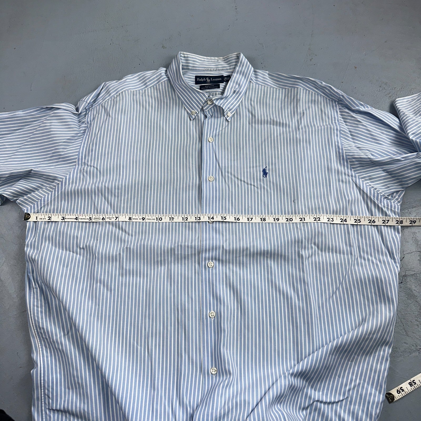 Ralph Lauren Button Down Shirt Mens 2XL Blue White Striped Marlowe Long Sleeve