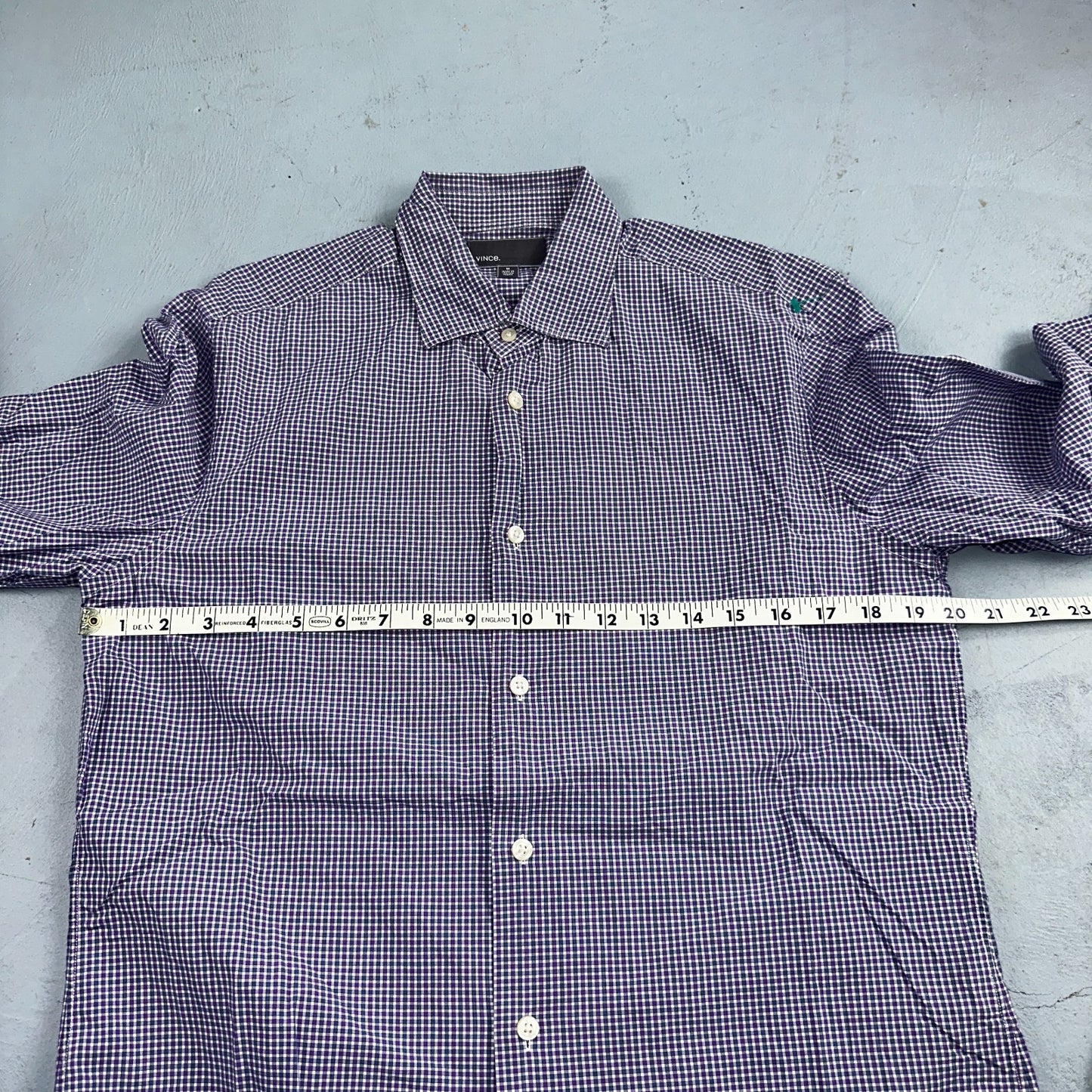 Vince Shirt Mens M Purple Gingham Long Sleeve Button Up Checkerboard
