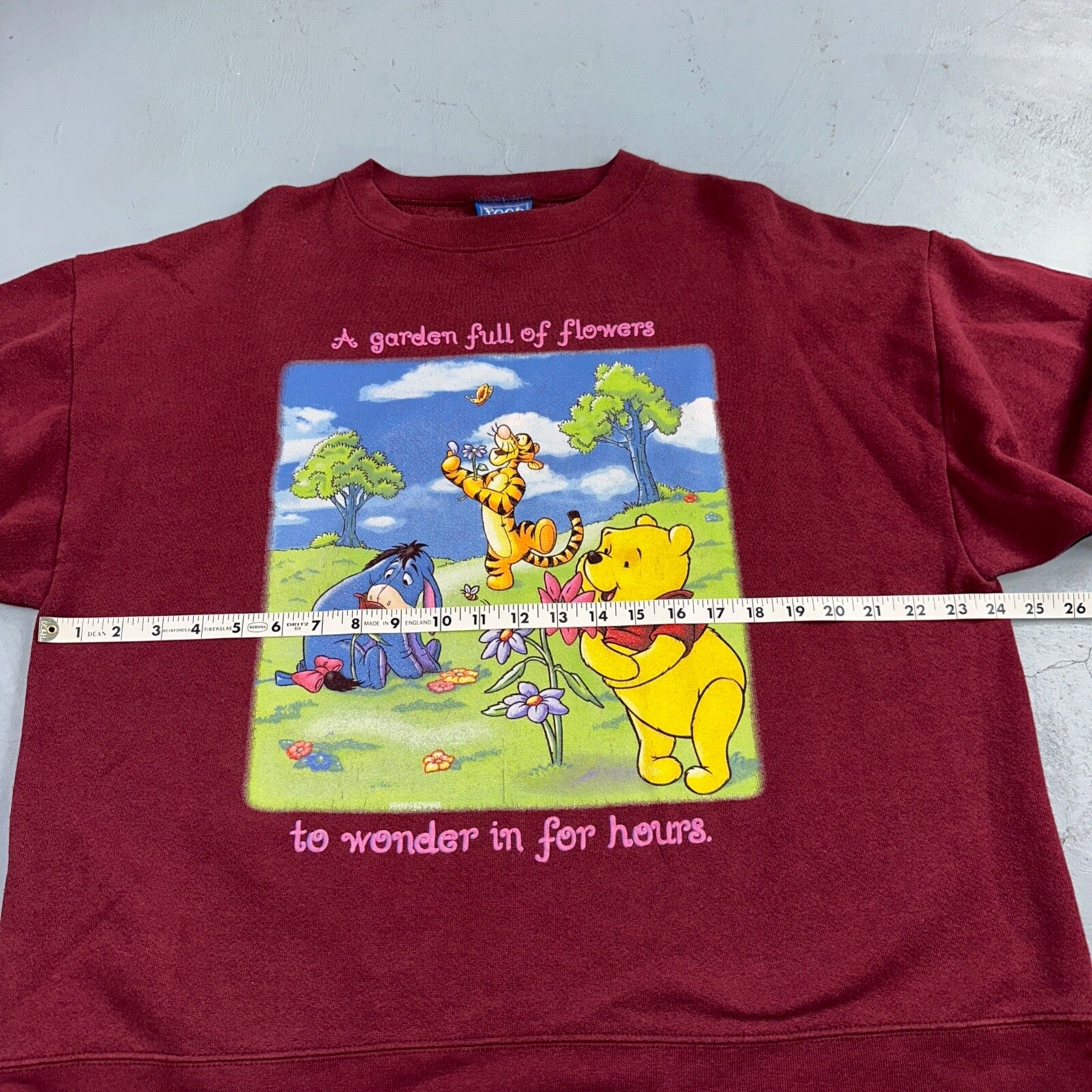 VTG 90s Disney Pooh Garden Full of Flowers Sweatshirt Tigger Eeyore Sz L/XL