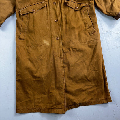 Vintage LL Bean Aztec Fleece Lined Womens Canvas Long Button Duster Coat M