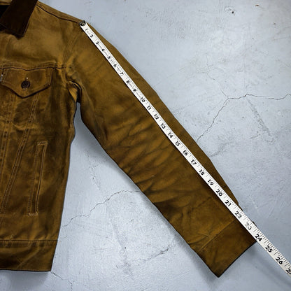 Filson x Levis Tin Cloth Trucker Jacket Men’s Small Tan Made In USA VTG Oil