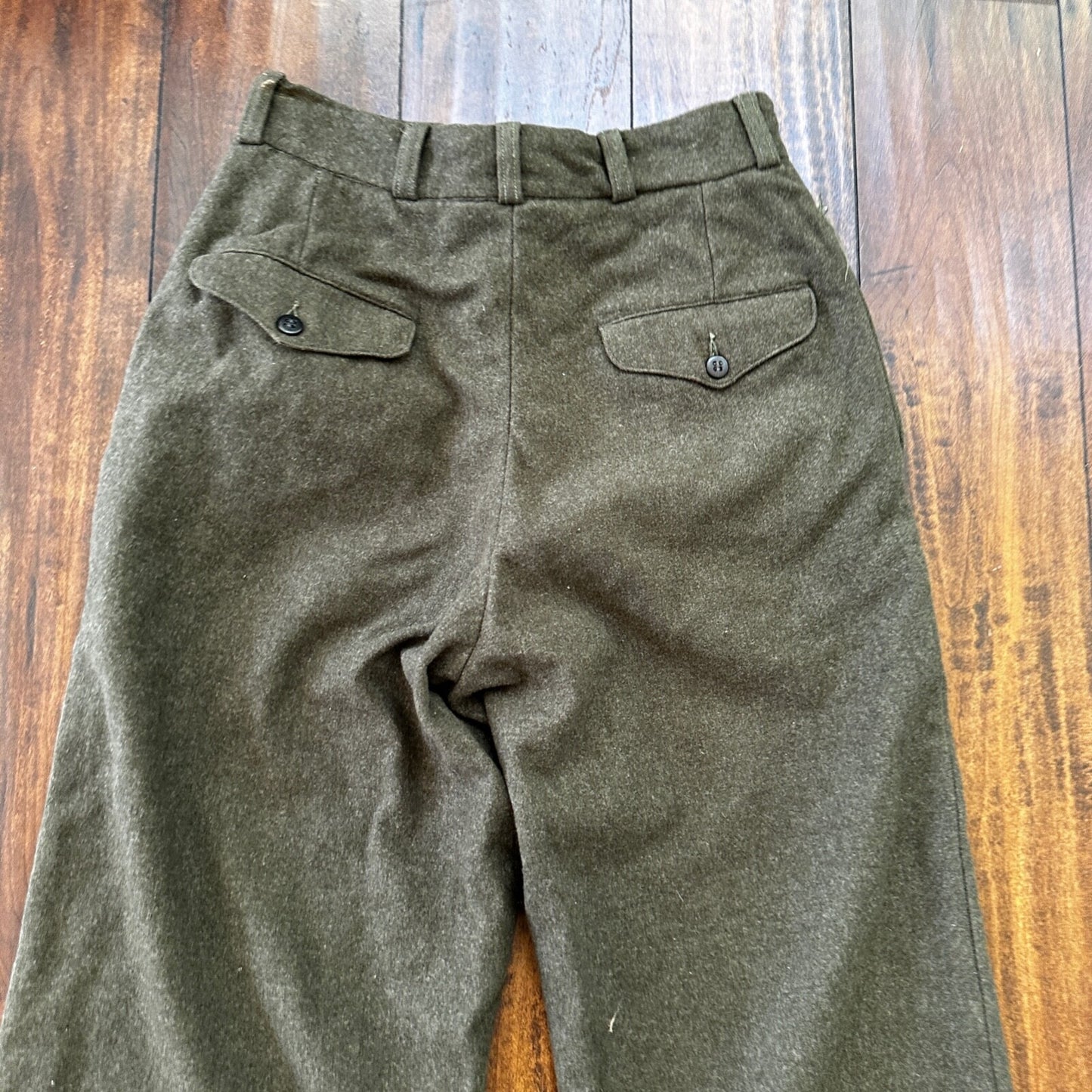 WWII Wool US Army Trousers Pants 25x26 Military 1940s 40s Slacks OG HBT Pockets