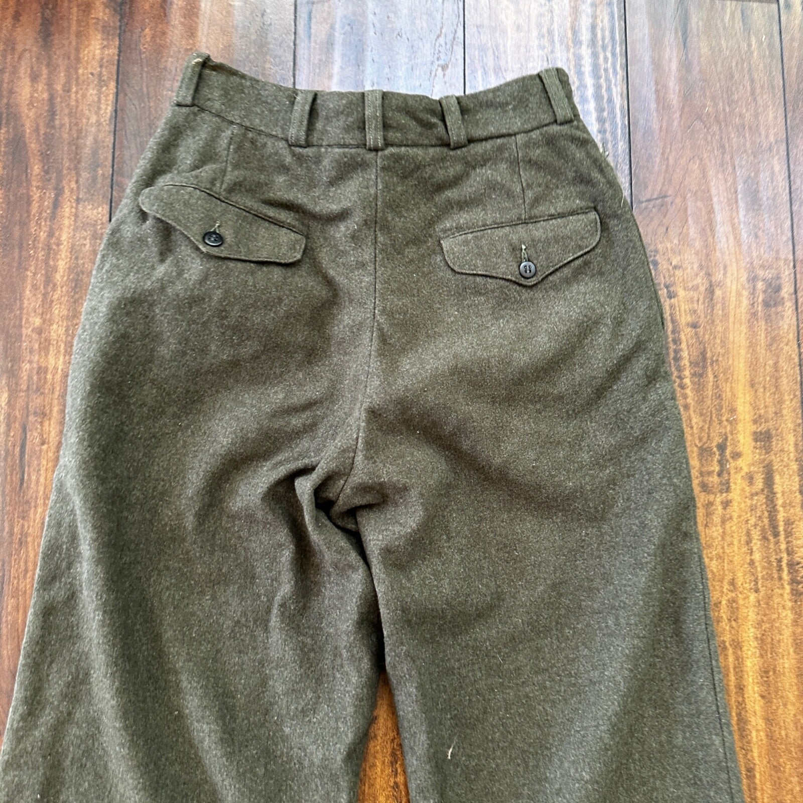 WWII Wool US Army Trousers Pants 25x26 Military 1940s 40s Slacks OG HBT Pockets