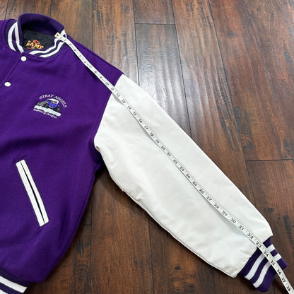 VTG Stray Angels Varsity Leather Letterman 70s Jacket XL Portland Cars Racing