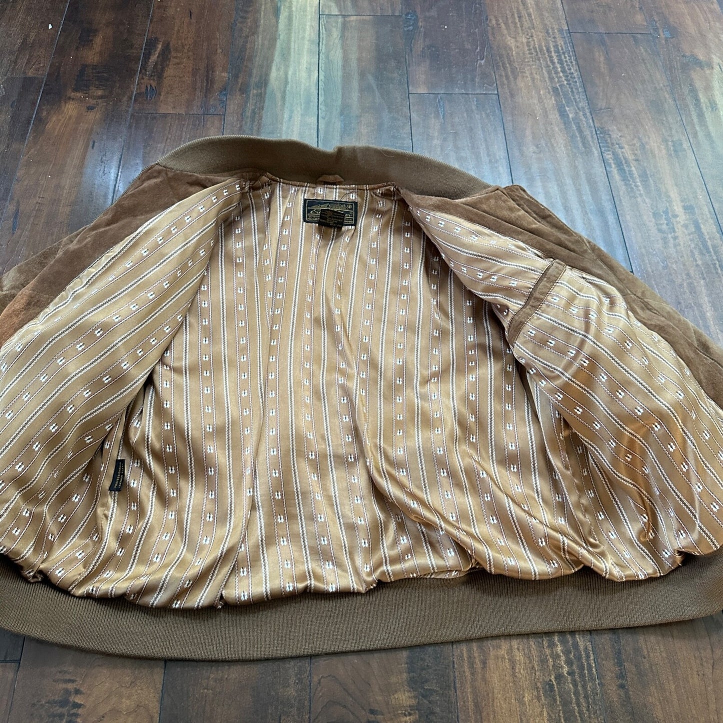 VTG 90s Eddie Bauer Jacket Brown Genuine Suede Leather Goose Down Bomber RARE